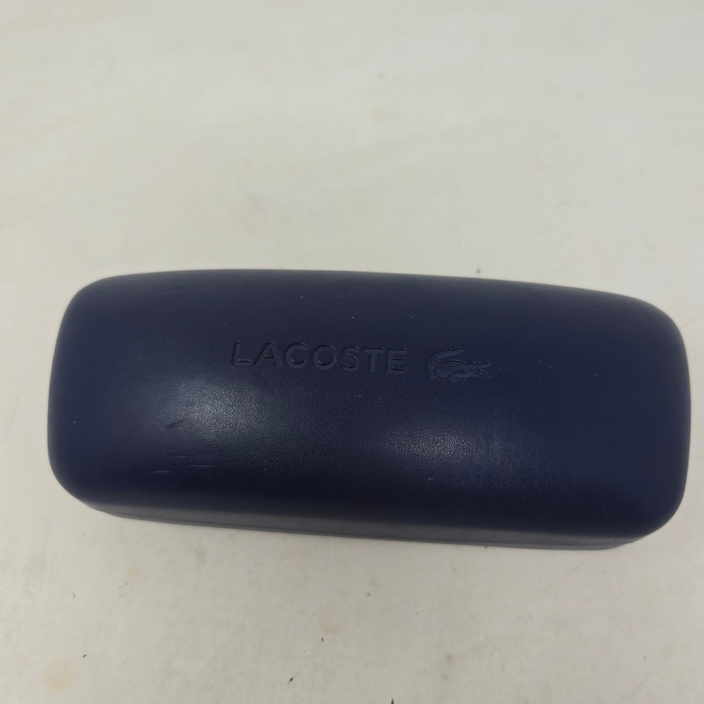 Lacoste Navy Blue Hard Shell Eyeglass Case With‎ Logo And Quote PRC-JS-01